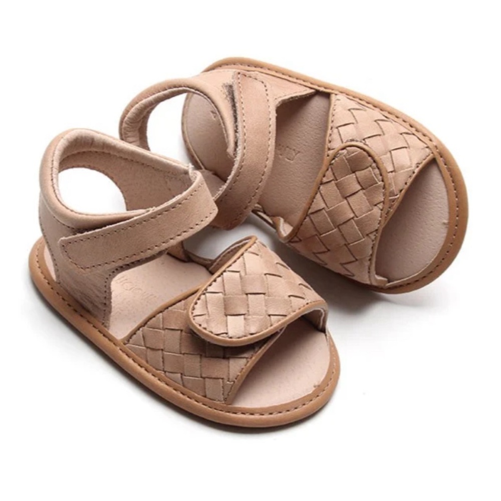 Consciously Leather Woven Sandal | Color 'Stone' | Soft size 2